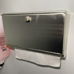 Stainless steel paper towel dispenser w/tri fold paper towels