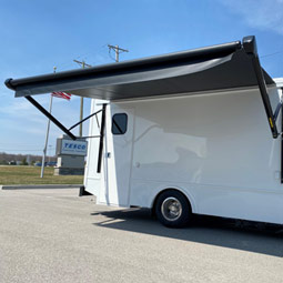 Power 13-foot awning with arms 1 switch on arm 2nd switch inside unit