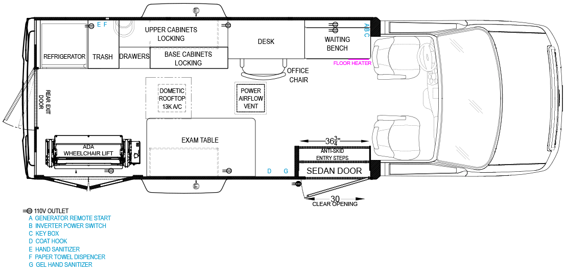 One Room Mobile Clinic Floorplan ADA