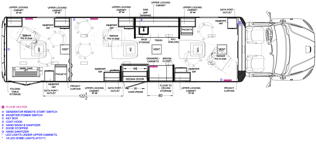 Three Room Clinic with Dental, Blood Draw, Exam and ADA Entrance Floorplan