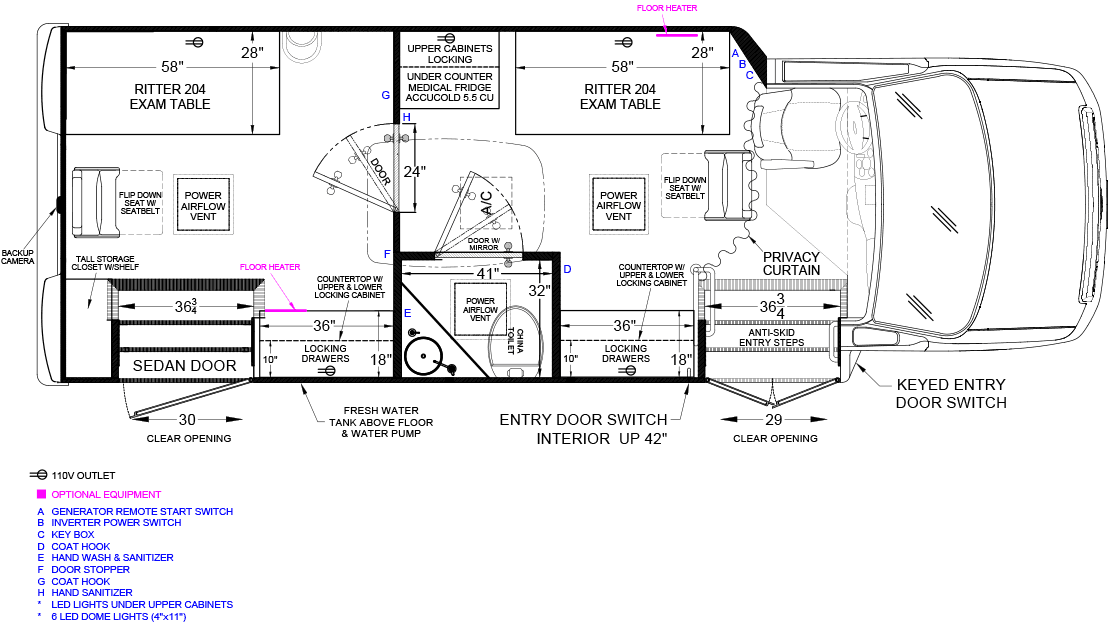 Two Exam Room Mobile Health & Testing Clinic Floorplan